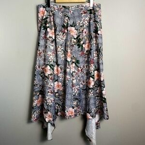 2Xtremz Womens Multi Floral Print Asymmetrical Maxi Skirt Size Large Cottagecore